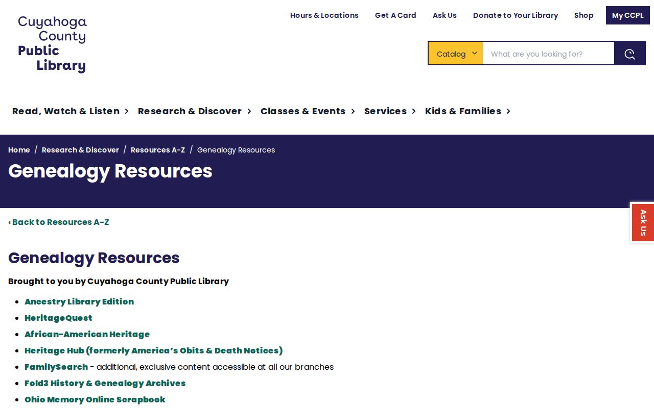 Solon city directory and CCPL genealogy resource collection