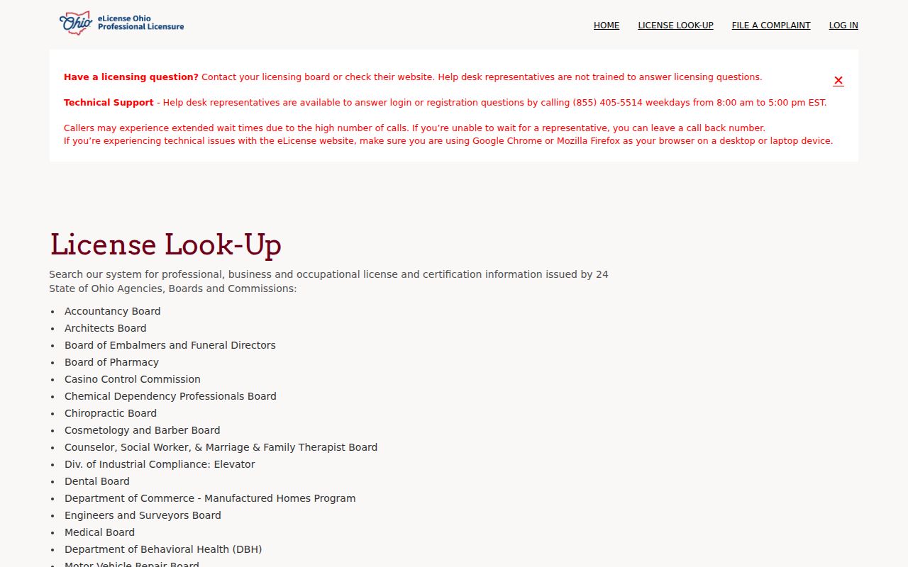 Solon residents directory Ohio professional license verification source