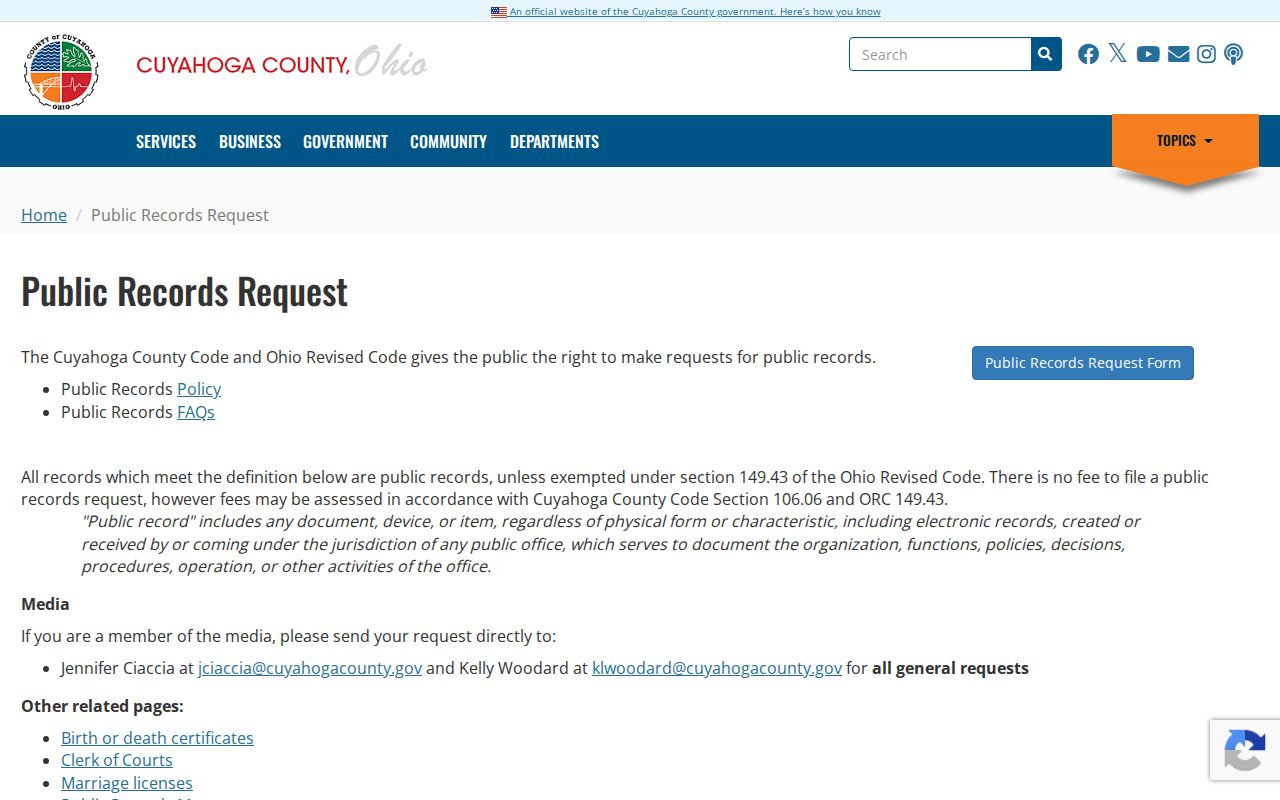Solon neighbors Cuyahoga County public records request