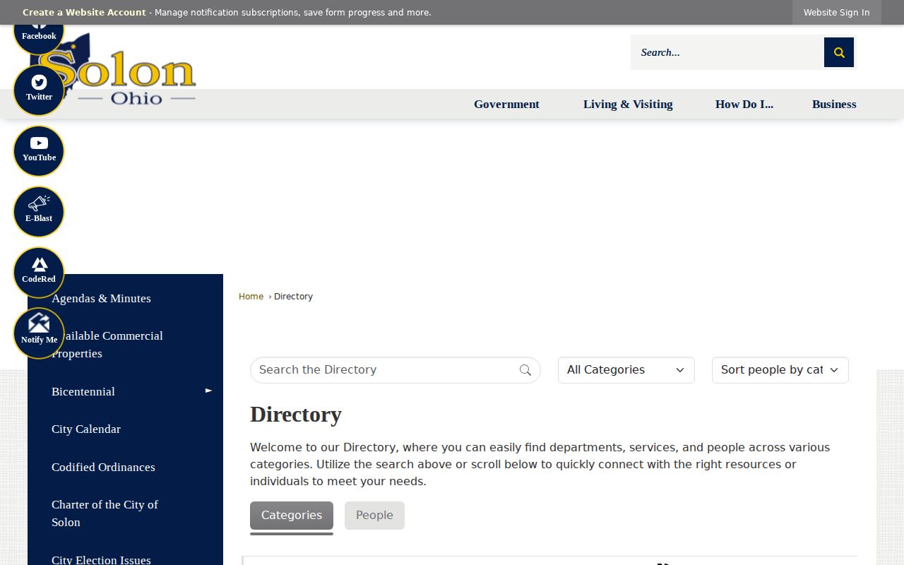 Solon neighbors City staff directory search