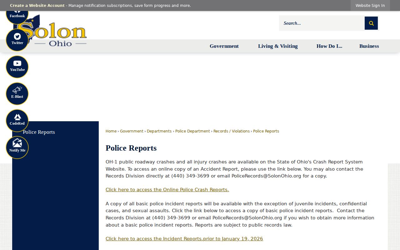 Solon previous residents police report date portal