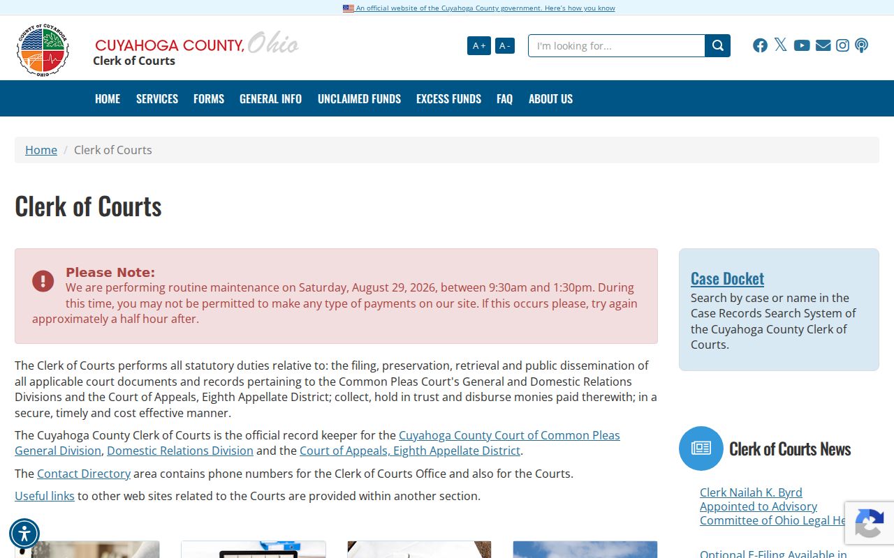 Solon resident lookup Cuyahoga County Clerk of Courts gateway