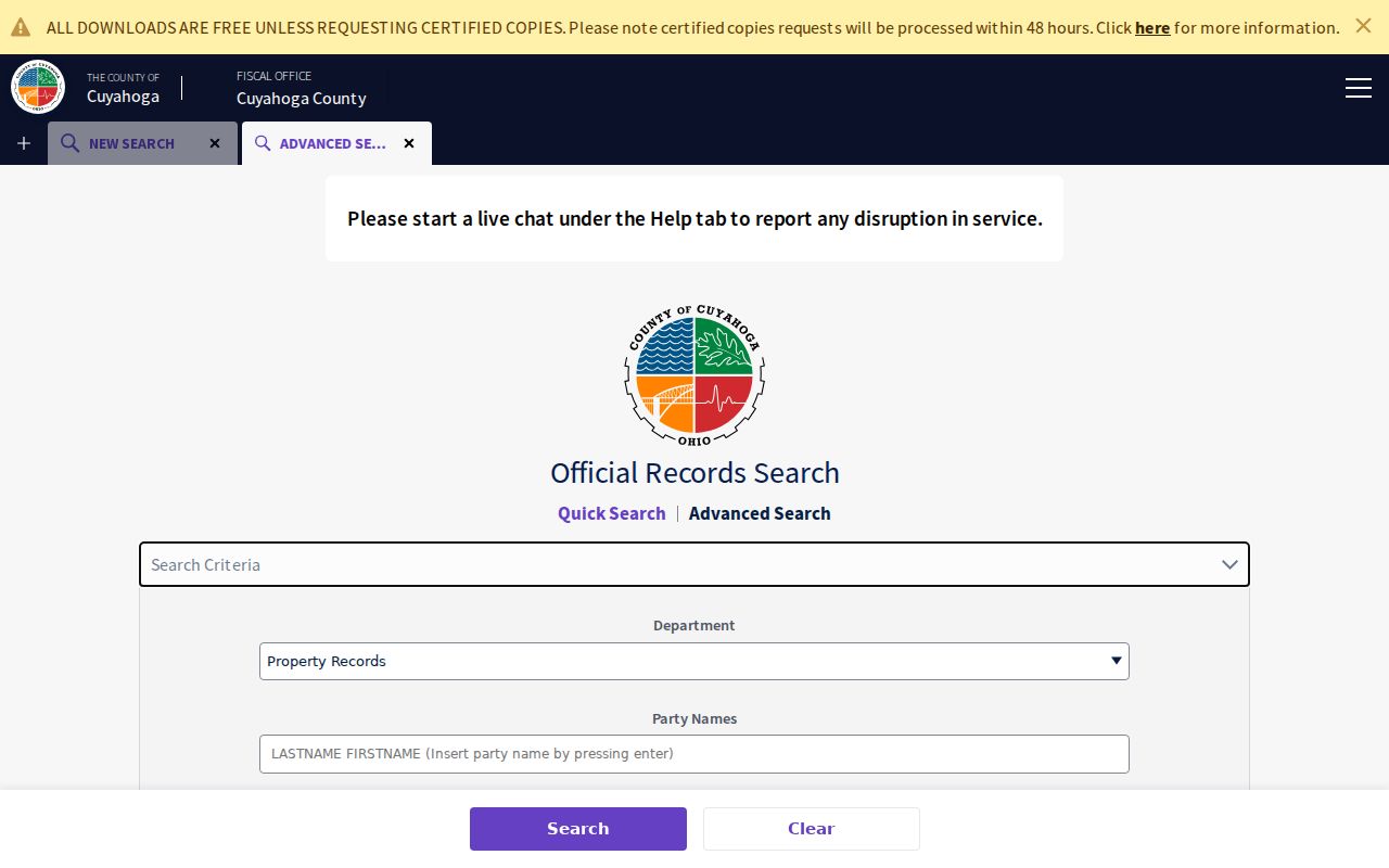 Solon street directory Recorder Advanced Search fields