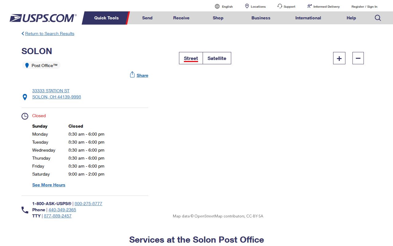 Solon ZIP code USPS Solon Post Office result